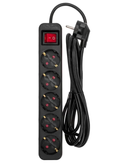 Удлинитель 3 м 5 розеток с/з Rexant Standart 13-4038 (черный)