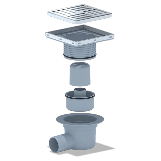Трап для душа АНИ пласт горизонтальный регулируемый 105x105/50 (TA5612)