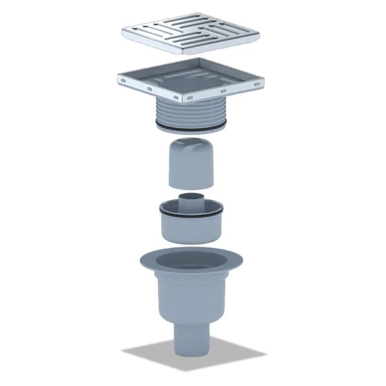 Трап для душа АНИ пласт вертикальный регулируемый 105x105/50 (TA5712)
