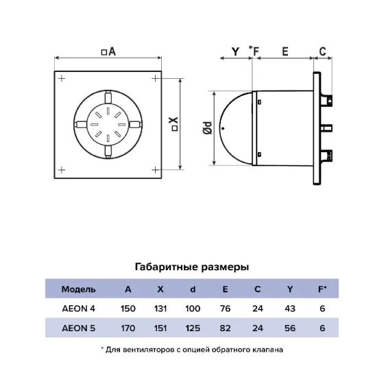 Вентилятор вытяжной 100 мм AEON 4С
