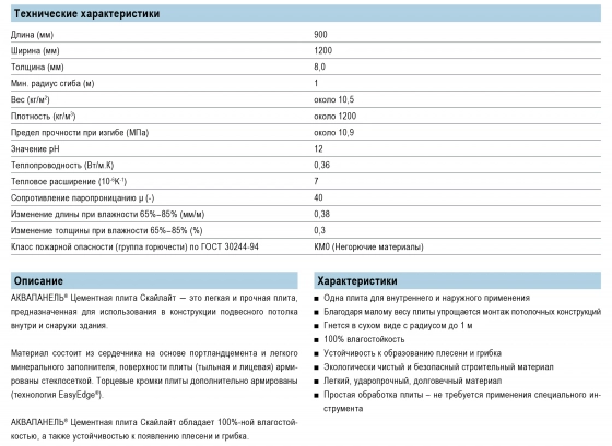 Аквапанель KNAUF скайлайт 1200х900х8 мм. РФ.