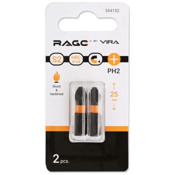 Бита магнитная PH2х25 мм 2 шт RAGE by VIRA 554152
