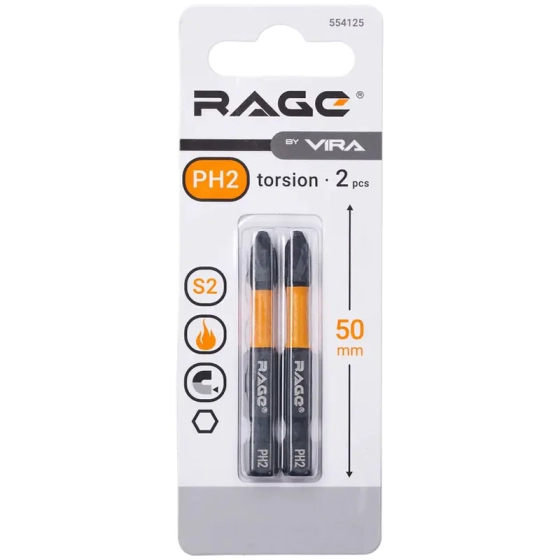 Бита ударная IMPACT PH2x50 мм 2 шт RAGE by VIRA 554125
