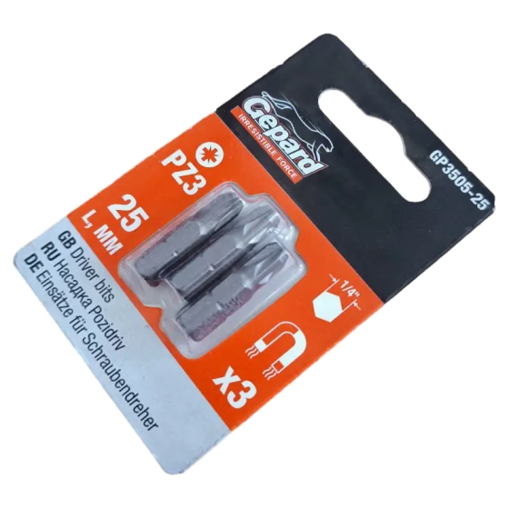 Бита для шуруповерта PZ3х25 мм Gepard (GP3505-25) 3 шт