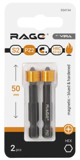 Бита магнитная с ограничителем PZ2х50 мм (2 шт) RAGE by VIRA 554134