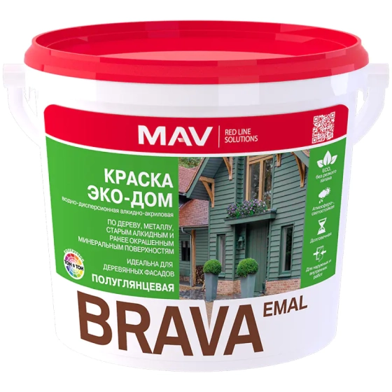 Краска Flagman (Brava) EMAl Эко-дом MAV белая полуглянцевая 5 л