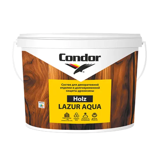 Лазурь для древесины Condor Holz Lazur Aqua (белый молочный) 0,9 л