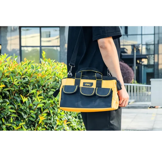 Сумка для инструментов Deli EDL430013 5 карманов 310х170х220 мм черно-желтая