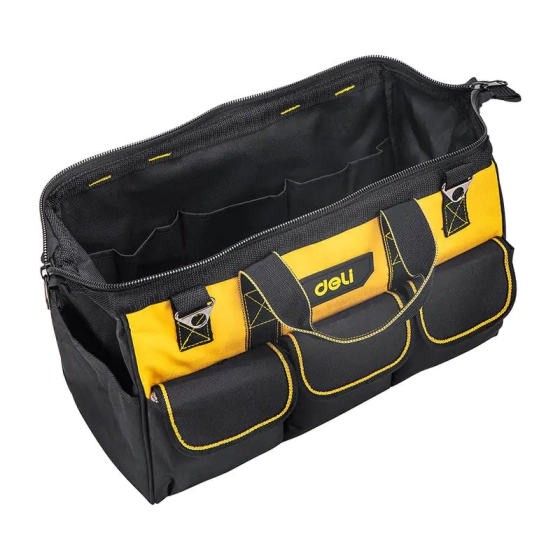 Сумка для инструментов Deli EDL430117 14 карманов 400х200х270 мм черно-желтая
