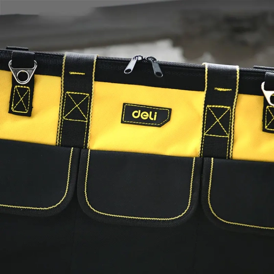 Сумка для инструментов Deli EDL430118 14 карманов 430х200х290 мм черно-желтая