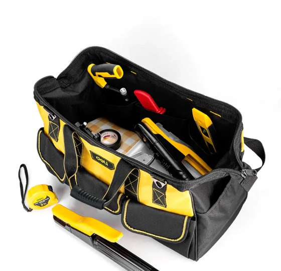 Сумка для инструментов Deli EDL430118 14 карманов 430х200х290 мм черно-желтая