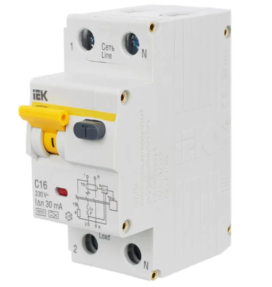 Дифавтомат IEK KARAT АВДТ-32 1P+N C16А 30мА