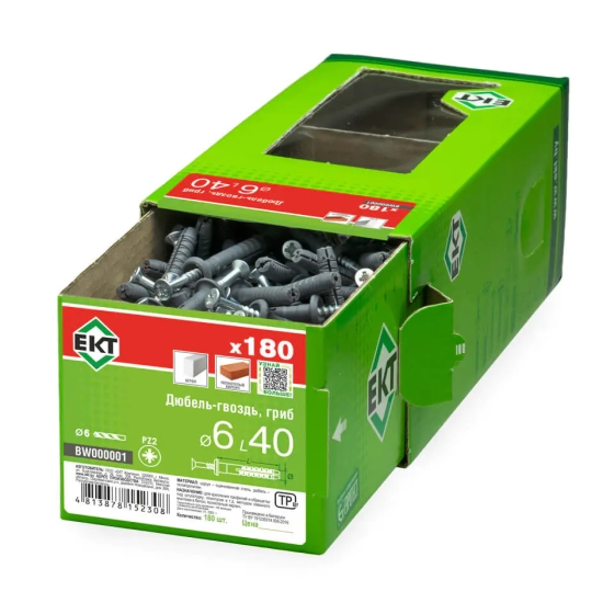 Дюбель-гвоздь 6х40 нахлест 180 шт ЕКТ BW000001