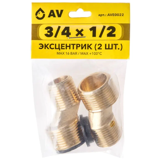 Эксцентрик 3/4" х 1/2" НР. 2 шт. AVE0022. Китай.