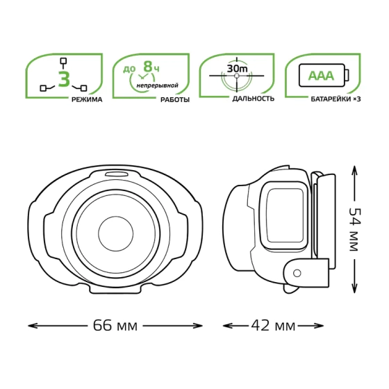 Фонарь светодиодный налобный 3 Вт Gauss GFL GF302