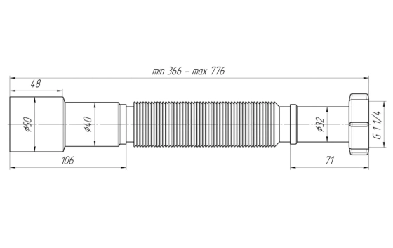 Гибкая труба 1 1/4"х40/50. Ани Пласт K206. РФ.