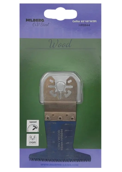 Полотно пильное погружное по древесине 65x40 мм 14TPI CrV Hilberg HR6644