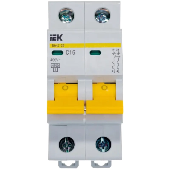 Автоматический выключатель IEK KARAT ВА47-29 2P C 16А 4,5кА