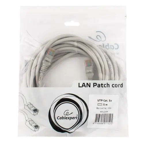 Интернет-кабель многожильный UTP кат.5 серый Cablexpert 5 м