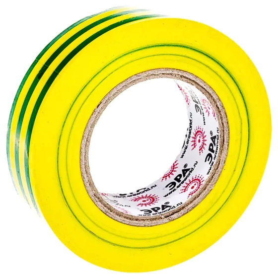 Изолента ПВХ желто-зеленая 19 мм х 20 м