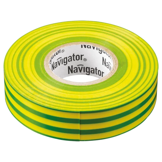 Изолента ПВХ желто-зеленая 19 мм х 20 м Navigator