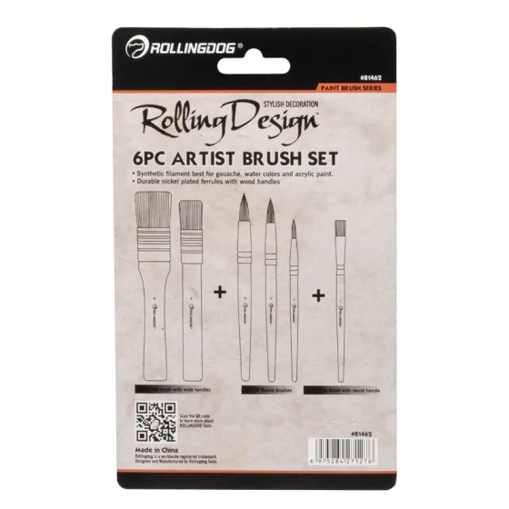 Набор художественных кистей 6 шт Rollingdog Design (81462)