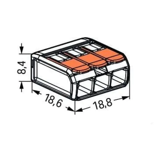 Клемма строительно-монтажная многоразовая 3 отверстия Wago 221-413