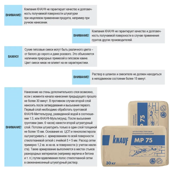 Гипсовая штукатурка машинного нанесения KNAUF MP 75 30 кг