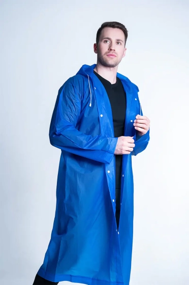 Дождевик с капюшоном 110 мкм Komfi EVA005B (синий)