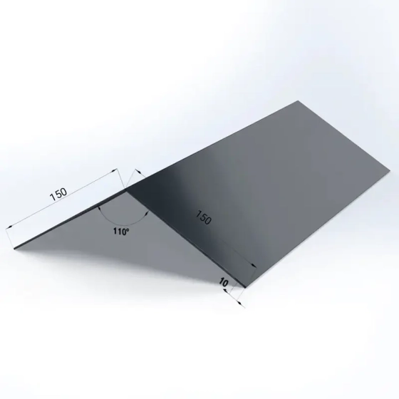 Конек плоский 150х150х2000 мм RAL 7024 (серый)