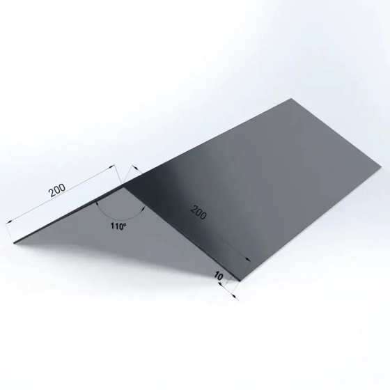 Конек плоский 200х200х2000 мм RAL 7024 (серый)