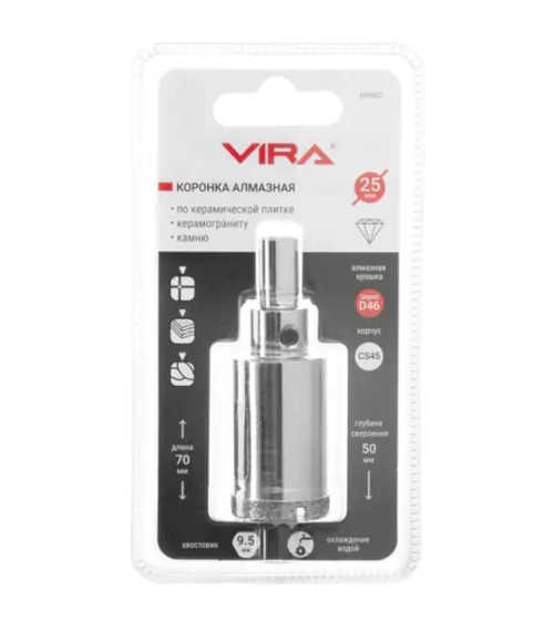 Коронка алмазная 25 мм по керамике, керамограниту, камню VIRA 559502