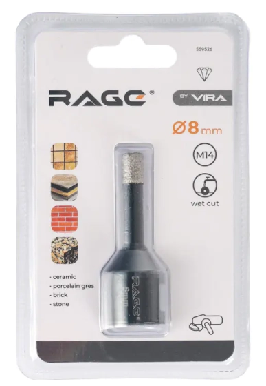 Коронка алмазная по керамике 8 мм для УШМ М14 VIRA RAGE 559526