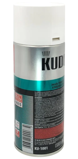 Эмаль аэрозольная универсальная KUDO RAL 9003 (белый глянцевый) 520 мл, KU-1001
