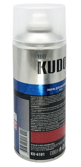 Эмаль аэрозольная для ПВХ профиля KUDO (белый) 520 мл, KU-6101
