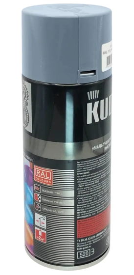 Эмаль аэрозольная универсальная KUDO RAL 7012 (темно-серый глянцевый) 520 мл, KU-A7012
