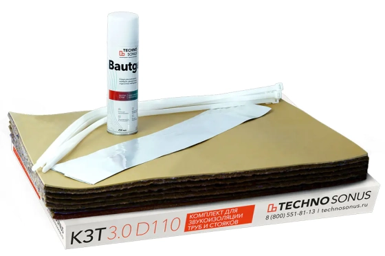 Комплект для звукоизоляции труб КЗТ 3.0 D110 Techno Sonus. РФ.