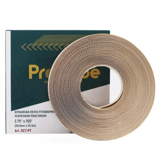 Лента бумажная углоформ. усил. пластиком LUCKY DCT-PT 69,9 мм х 30,5 м