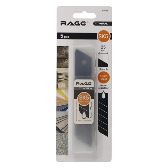 Лезвия для ножа 25 мм с воронением 5 шт VIRA 831496