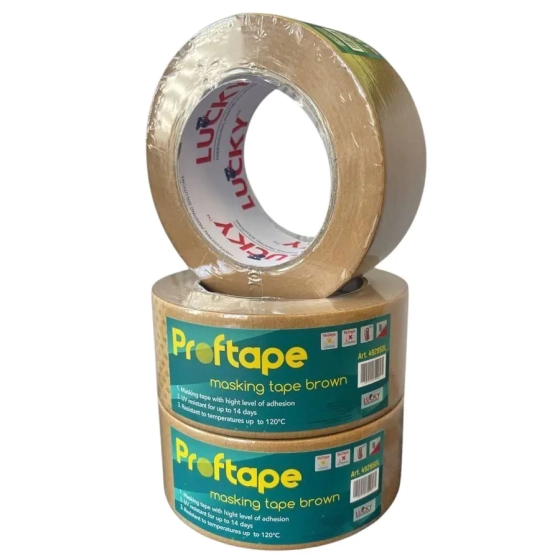 Лента малярная термостойкая Lucky 48 мм х 50 м (корич.) 492950L