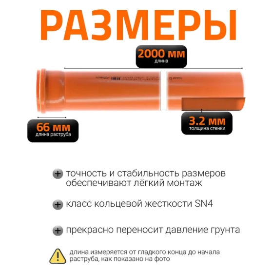 Труба для наружной канализации 110х2000 мм Ostendorf KGEM