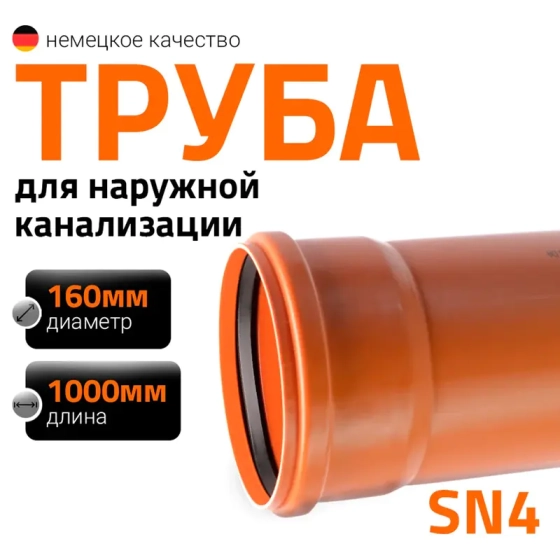Труба для наружной канализации 160х1000 мм Ostendorf KGEM