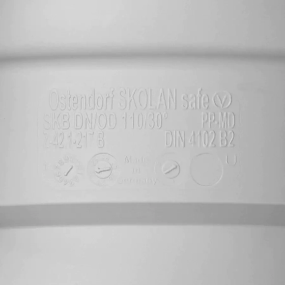 Отвод для бесшумной канализации 30º (110 мм) Ostendorf Skolan