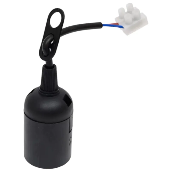 Патрон пластиковый подвесной с клеммной колодкой E27 (белый/черный) TDM