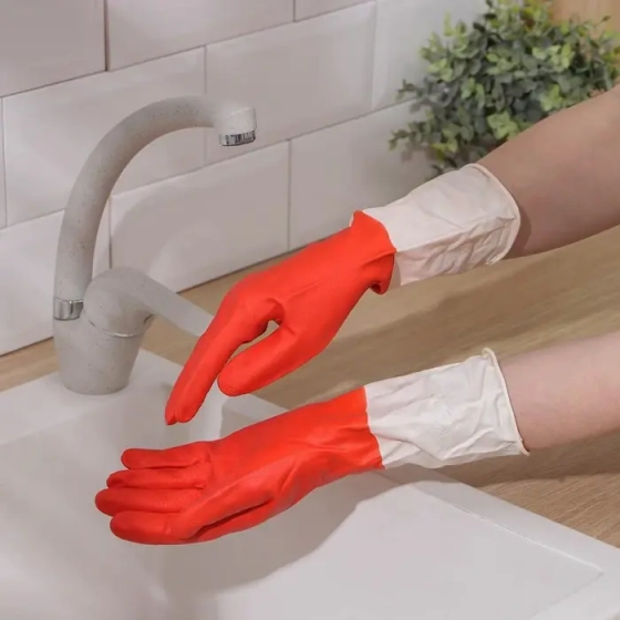 Перчатки латексные хозяйственные сверхпрочные Биколор (размер L)