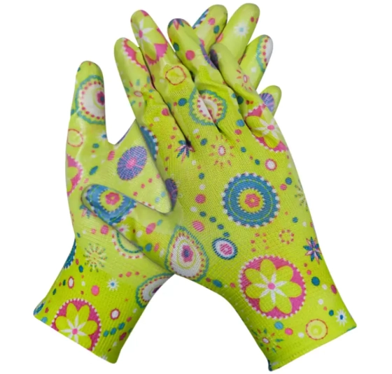 Перчатки садовые нейлон. с нитрил. покрытием (цвет в ассортименте) 8 р-р