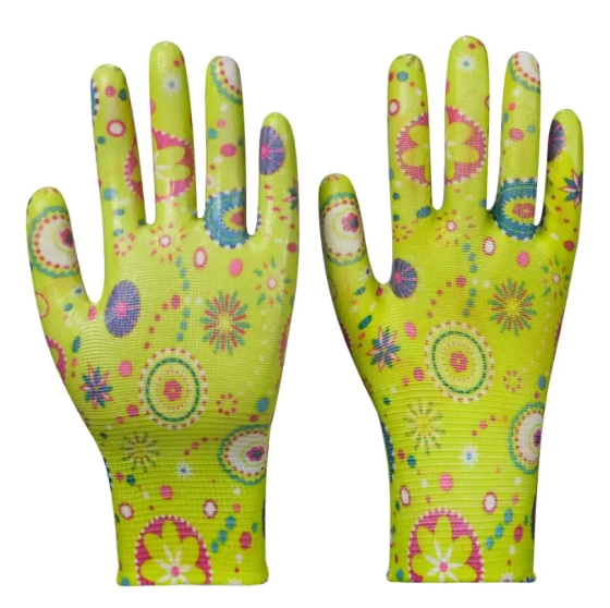 Перчатки садовые нейлон. с нитрил. покрытием (цвет в ассортименте) 8 р-р