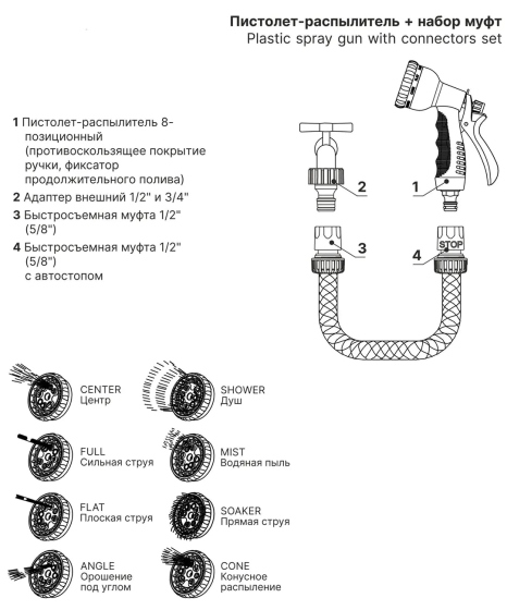 Пистолет-распылитель 8-позиц. Startul Garden (ST6010-10)