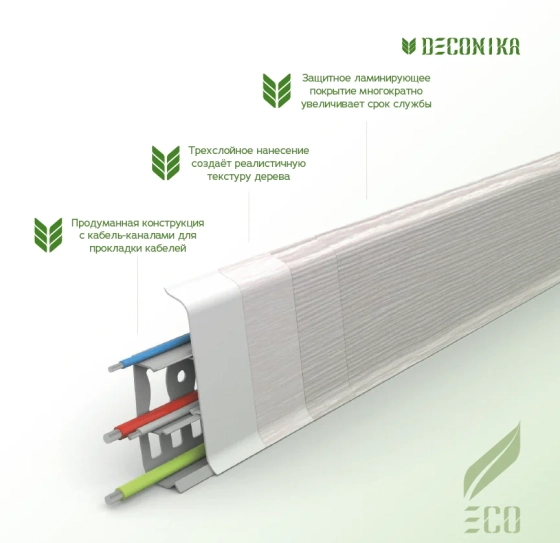 Плинтус напольный Идеал Деконика 55 мм 2,2 м (001, белый)