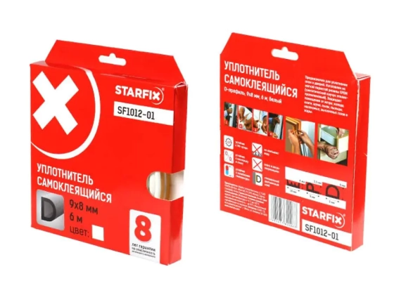 Уплотнитель "D" белый 9х8 мм 6 м Starfix SF1012-01
